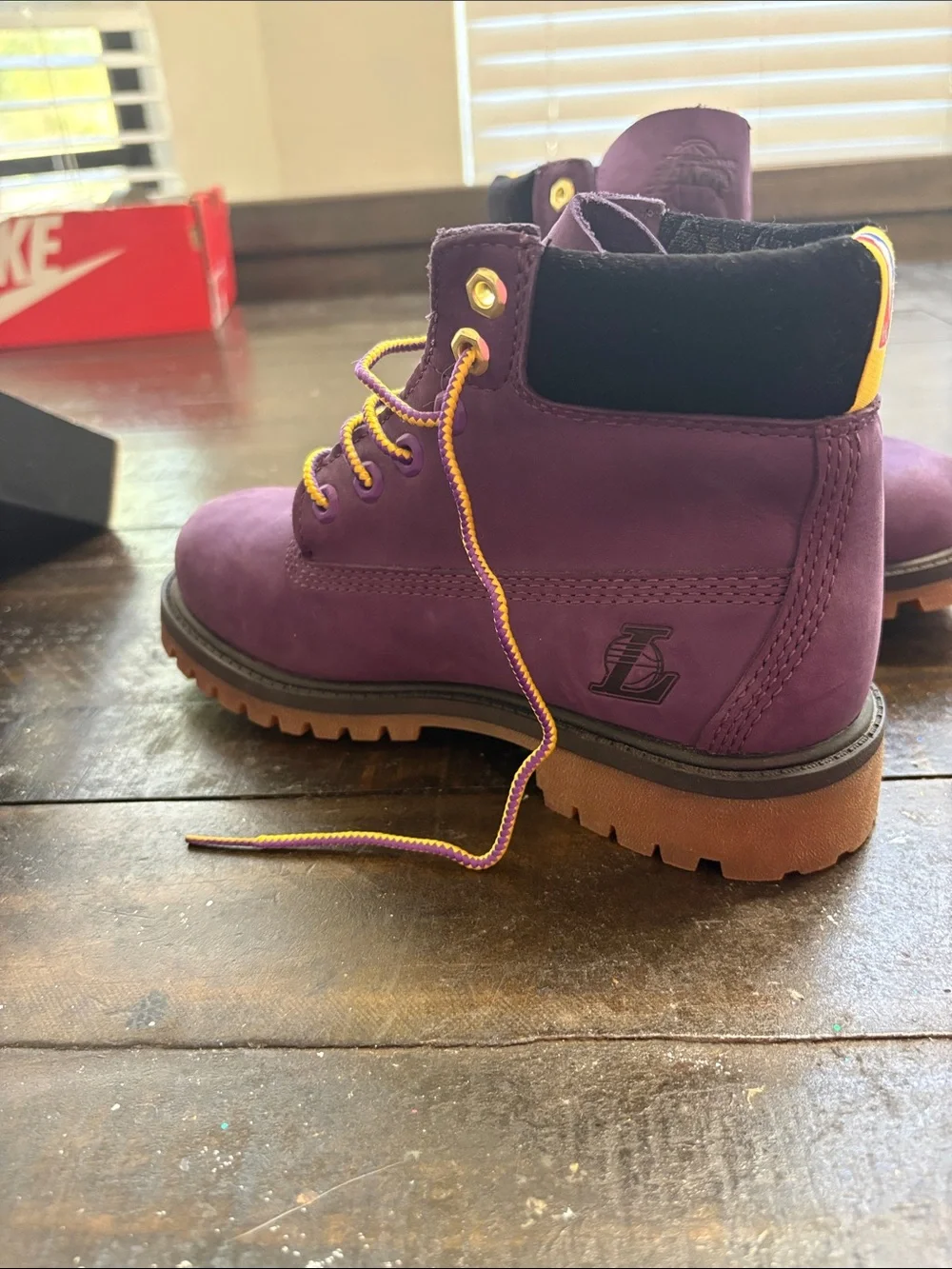 Timberland Kids Purple and Yellow Lace-Up Waterproof Boot